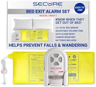 Bed Alarm for Elderly Adults by Secure Safety Solutions - 80-120 dB Patient Alarm Monitor & 12" x 30" Bed Sensor Pad - Bed Alarms and Fall Prevention for Elderly Dementia Patients