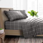 Bare Home Twin XL Sheet Set - College Dorm Size - 1800 Ultra-Soft Microfiber Twin Extra Long Bed Sheets - Deep Pockets - Easy Fit - 3 Piece Set - Bed Sheets (Twin XL, Modern Plaid - Grey/White)