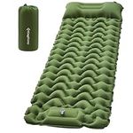 KingCamp Camping Mat, Ultralight Inflatable Camping Mat with Built-in Foot Pump, Durable Compact Inflatable Sleeping Mat with Pillow, Inflatable Camping Mattress for Backpacking Hiking Camping, Green