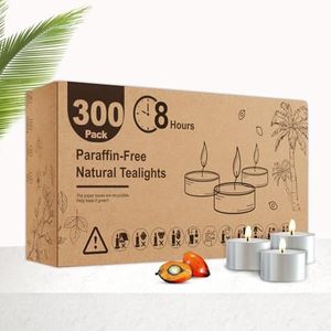 Tea Candles 300 Pack - 8 Hour Burn Time,Unscented Tea Lights Candles for Shabbat, Weddings, Christmas Lights, Home Decor
