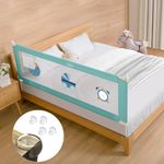 Safe-O-Kid 1-Year Warranty 6 Feet/180 Cms Baby Bed Rail with 28 Level (Extra Secure) Adjustable Height, Baby Safety Bed Railing for Secure Sleep, Bed Guard for Babies, Green-Pack of 1