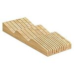 Navaris Bamboo in-Drawer Knife Block - Bamboo Kitchen Work Surface or Drawer Knife Holder - Cutlery Drawer Insert Organiser Storage for 13 Knives