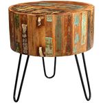 RECLAIMED BOAT SIDE TABLE - WOODEN & METAL BEDSIDE TABLE/END TABLE FOR BEDROOM, LIVING ROOM, HOME DÉCOR