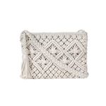 Eiyye Boho Crossbody Handbag Summer Beach Shoulder Handbag Boho Envelope Clutch Crochet Handmade Purse Tassel (White)