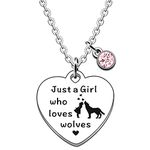 JMIMO Wolf Necklace for Girls Wolf Gifts Wolf Lover Gifts Just A Girl Who Loves Wolves Necklace