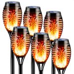 FLOWood Solar Lights for Outdoor Gardens, 6pcs 12 LED Solar Garden Torches for Outdoor with Flame Effect, Solar Lights for Gardens, Waterproof IP65 Solar Lighting