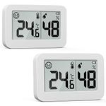 DOOMAY 2-Pack Mini Hygrometer Indoor Thermometer, Humidity Gauge with ℃/℉ Switch, Humidity Meter Digital Temperature Monitor for Greenhouse Babyroom Cellar Reptile Incubator Closet