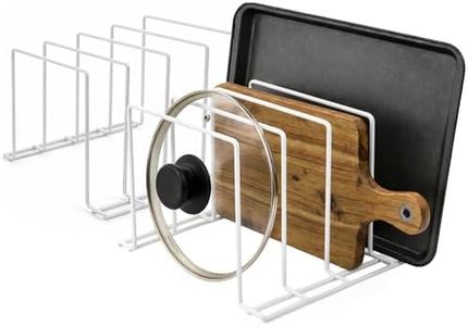 Stock Your Home White (2 Pack) Steel Baking Pan Organizer Rack for Cabinet or Counter, Holder for Kitchen Cutting Boards, Pot Lids, or Cookie Sheets - Rust Proof Wire, Drying Storage