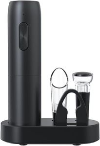 VGY Rechargeable Electric Wine Opener, 5 in 1 set with Automatic Electric Wine Bottle Corkscrew Opener, Foil Cutter, Vacuum Stopper, Wine Pourer and Storage Charging Stand