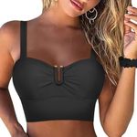 Hilor Underwire Swimsuit Top for Women Push Up Bikini Top Swimwear Tankini Bathing Suit Tops Black 10