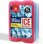 4 Pack XL Slim Ice Packs for Lunch Bags, Long-Lasting Reusable Freezer Packs for Coolers,Quick Freeze Space Saving(Empty Box without Water)