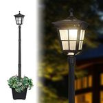 Kemeco ST4311AHP LED Cast Aluminum Solar Lamp Post Light with Planter for Outdoor Landscape Pathway Driveway Street Patio Garden Yard