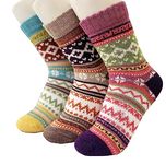 Alexvyan 3 Pair Vintage Solid Soft & Woolen Cozy Knitted Winter Thick Warm Stretchy Elastic Socks (Without Thumb) for Women Girls.