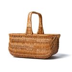 Dutch Wicker Shopping Basket with Handle 36cm x 25cm - Picnic Basket - Traditional Willow Cookery Shopper Baguette Basket - Perfect for Village Farmers Market