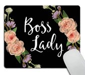 Wasach Lady Mouse Pad - Floral Lady Funny Mouse Pad - Typography Computer or Office Work Station Decor - Black Background