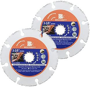 Carbide Multi Wheel,BRSCHNITT 2pcs 3-3/8inch (85mm) with Arbor 3/5 Inch (15mm) Tungsten Carbide Cut Off Wheel for Wood,Laminate,Gypsum Board,Plastic for Angle Grinder Cutting Disc
