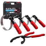 Spurtar Swivel Oil Filter Wrench Set of 5 Adjustable Oil Filter Pliers 2-3/4" to 5-1/4" (68.85-133.35mm) 12" Universal Oil Filter Removal Tool for 4S Shop Auto Repair Mechanics DIY Oil Change