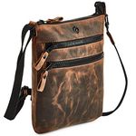 Cochoa Small Women Real Leather Crossbody Triple Zip Vintage Sling Handbag Purse Travel Crossover Shoulder Bag Handmade (Cognac Crazy Horse)