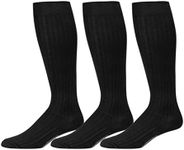 Boardroom Socks Men's Over the Calf Pima Cotton Ribbed Dress Socks 3 Pairs of Black