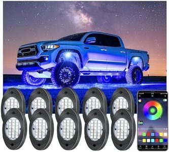 10 Pods RGB LED Rock Lights, Underglow Multicolor Neon Light Kit Wheel Well Light with APP Control & Music Mode, Under Glow Lights for Trucks,Jeep,SUV,Golf Cart,ATV,Pickup Off Road,12 V