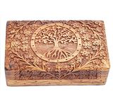 Woodiva Handmade Sheesham Wooden Rectangular Storage Box Hand Carved Tree design Jewelry Box & Decorative Gift Box (Brown, 8 X 5 Inches)