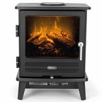 Dimplex Willowbrook Optimyst Electric Stove, Black Free Standing Electric Fireplace with Realistic LED Flame and Smoke Effect, Fan Heater, Thermostat, Remote Control