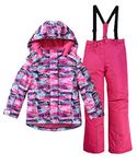 LUCKYLUAN Girl's 2 Piece Ski Snow Wear Warm Thicken Hooded Ski Jackets Snow Pants Snowsuits