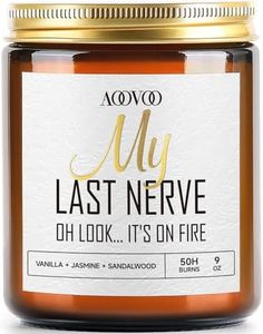 AOOVOO Birthday Gifts for Women, Funny Gifts for Best Friend Women - My Last Nerve Candle - Unique Birthday Candles Gifts for Women, Wife, Her, Mom, BFF, Sister, Vanilla Scented Soy Candle
