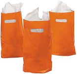 Fun Express - Orange Plastic Bags (50pc) - Party Supplies - Plastic Bags - 50 Pieces