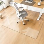 Tcyzest Glass Chair Mat Heavy 54" x 32" -1/5" Thick Premium Tempered Glass Duty Hard Glass Chair Mats -for Office Chair on Carpet or Hard Floor with 4 Anti-Slip Pads