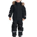 Baby Girls Boys Snowsuit Snowsuit Children's Boys Ski Suit Thermal Ski Overall Winter Warm Snow Overall Windproof Winter Suit With Removable Hood Mud Suit Outdoor Softshell Suit (Black, 18-24 Months)