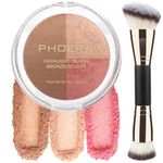 PHOERA Contour Palette,Shades with Highlighter & Bronzer & Blush,Non-greasy and Waterproof Contouring Makeup,Easy to Sculpt the Face with Lightweight Makeup (#002)