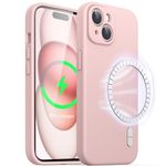 JETech Magnetic Silicone Case for iPhone 15 Plus 6.7-Inch, Compatible with MagSafe, Phone Cover with Camera Lens Full Protection (Pink)