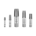 Gunpla NPT Pipe Thread Taps Set 5-Piece, 1/8", 1/4", 3/8", 1/2", 3/4", Alloy Steel Internal Thread Forming Tap, Pipes Threading Flutes for Cleaning or Re-Thread Damaged or Jam Pipe Threads