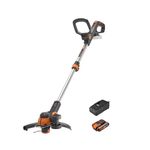 WORX 20V Cordless Grass Trimmer WG163E.2 with Fast Charger, 1 x 2.0Ah Battery, PowerShare, 2-in-1 Grass Trimmer/Edger, 90° Head pivots, Command Feed System