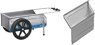 Tipke Manufacturing Company Foldit Portable Aluminum Folding Cart Multipurpose for Groceries, Yard and Construction work, Blue Stripe with Rear Gate