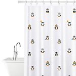 Tatkraft Funny Penguins Polyester Fabric Shower Curtain Mildew-Free Waterproof 180X180cm 12 Shower Rings Included, Unique Bright Design