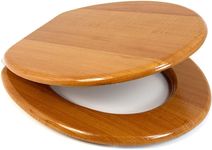 Marco Paul Interiors 18'' Toilet Seat Universal Wooden MDF Pine Toilet Seat Bathroom Home En -Suite Oval Toilet Seat Fittings Adjustable Round Toilet Seat Replacement Bathroom Seat Traditional Hinges