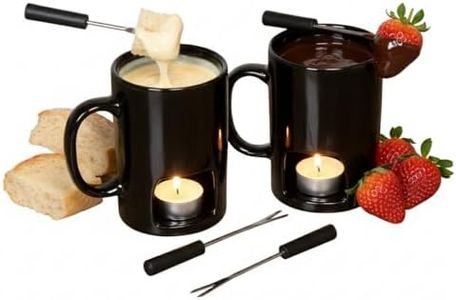 Evelots Mini Fondue Pot Set/Personal Fondue Mugs-Chocolate/Cheese/14-Piece Fondue Maker Gift Set/2 Ceramic Mugs/Forks/Candles