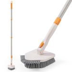 Tile Tub Scrubber Brush, FUUNSOO 2024 New Shower Scrubber Cleaning Brush with 50'' Long Handle, Scrub Brush Mop Tools for Cleaning Bathroom Bathtub Tile Floor Wall Toilet Deck Kitchen, Non-Scratch
