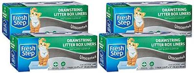 Fresh Step Drawstring Cat Litter Box Liners, Unscented, Size Large, 30" x 17" | Kitty Litter Bags - 7 Count - 4 Pack