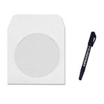 1000 CD DVD Disc Economy Weight White Paper Sleeve / Envelope With 4" Window & Flap (10 x 100 Pack) and CD Marker Pen Combo.