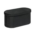 Bonlife Black Velvet Ottoman Storage Bench with Seat,Foldable Stool Living Room Furniture,Oval Large Toy Box Storage Chest with Lid,76x38x38cm