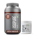 Isopure Whey Protein Isolate Powder 4.40 lbs, 2 Kg (Dutch Choc), Lactose-Free, Gluten-Free and 100% Creatine Monohydrate Micronized, 250 G- 83 servings