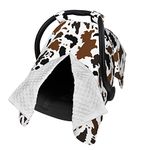 Brown Black Cow Print Car Seat Covers for Babies,Baby Car Seat Canopy Cover for Newborn Mom Multi Use Nursing Cover for Breastfeeding Baby Stuff for Newborn Infant Boys Girls Shower Gift