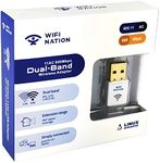 WiFi Nation® WiFI Dongle Mini 802.11ac AC600 USB Wifi adapter, internet dongle, chipset: Realtek RTL8811AU, Dual Band 2.4GHz or 5GHz, Windows, MacOS and Linux Supported - White