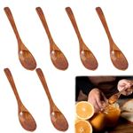 Honey Spoon, Wooden Teaspoons, 6 Pcs Natural Wooden Spoon Flat Handle for Easier Operation, for Hot Chocolate Honey Coffee Sugar Seasoning Kitchen Accessories