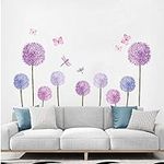 ufengke Purple Dandelions Wall Stic