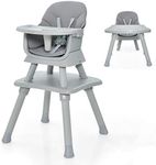 GYMAX 6 in 1 High Chairs, Convertible Baby Dining Highchair with Adjustable and Removable Tray & 5-Point Seat Harness, Multifunctional Infant Feeding Chair for Toddler(Gray, 58 x 58 x 98 cm)