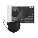 Hyjiva Disposable 3-ply Face Mask - Ear Loop, Nose Strip, Unisex, Ultra-soft, Super-breathable, BFE > 99%, CE and ISO Certification (Pack of 20, Full Black)